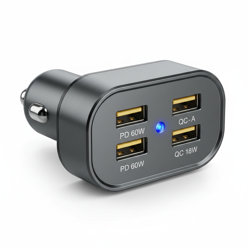 Chargeur Voiture - 4 ports détaillés