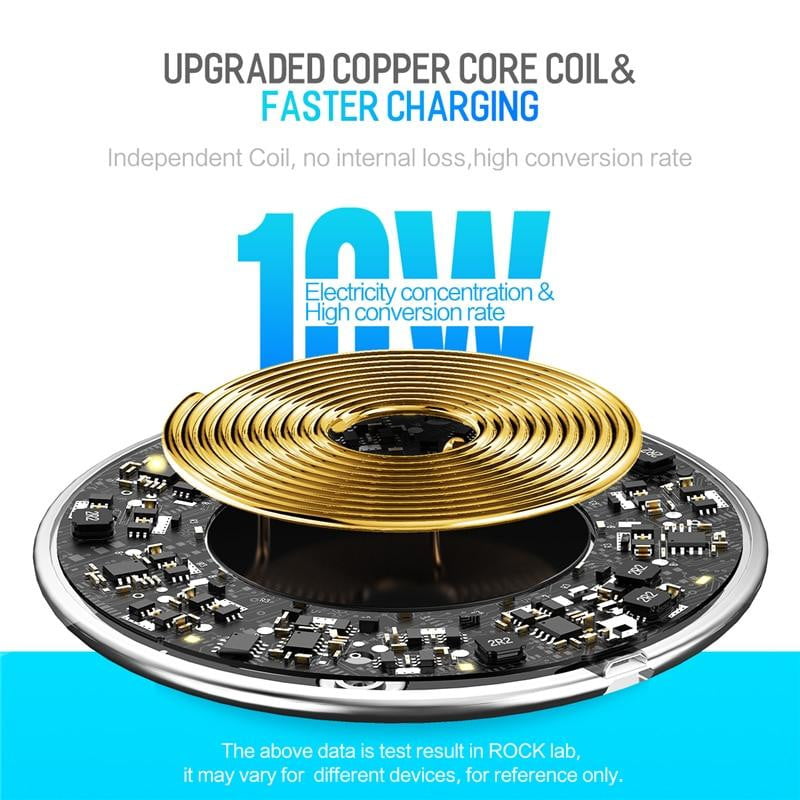 Chargeur de téléphone sans fil ROCK QI à DEL 10W - stubbornspirit