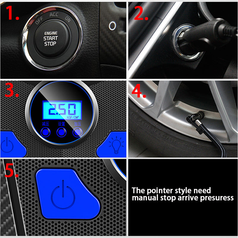 Compresseur d'air de voiture et moto portable digital - stubbornspirit