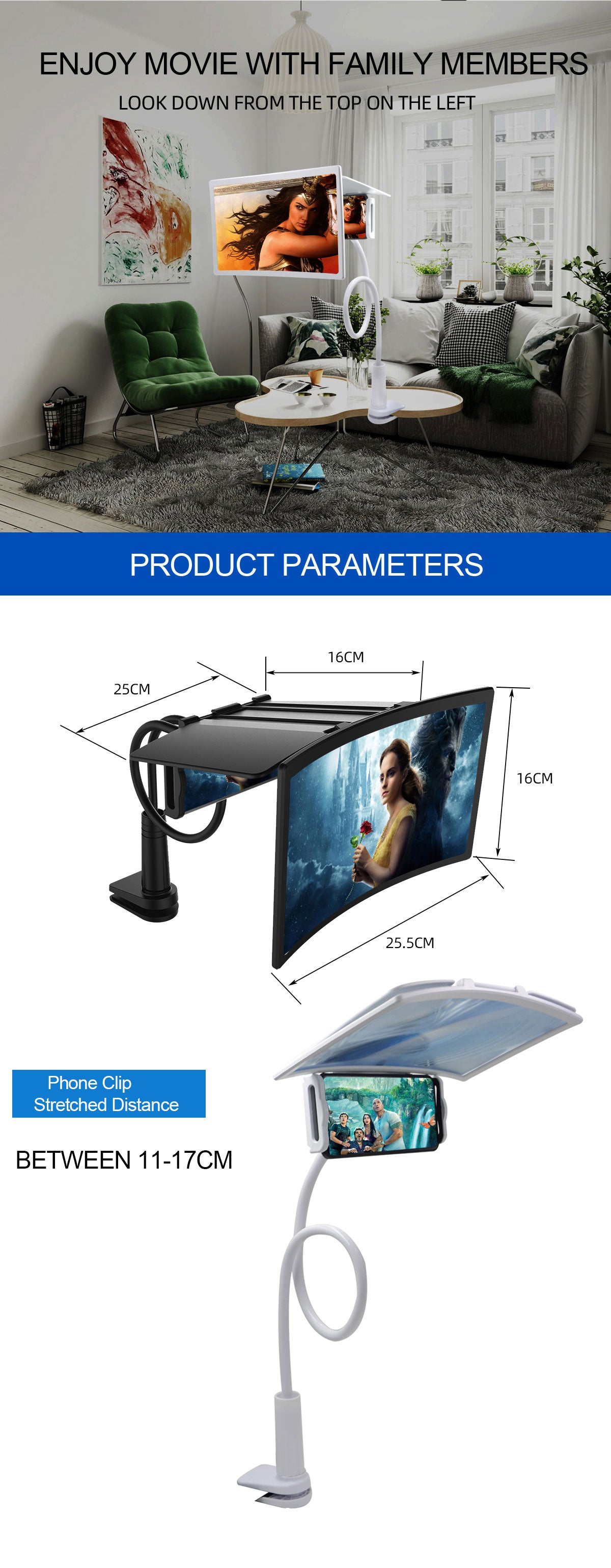 écran amplificateur de téléphone 12" projecteur cinéma 3D - stubbornspirit